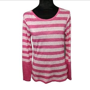 Balance Collection Pink and White Striped Long Sleeve Tee